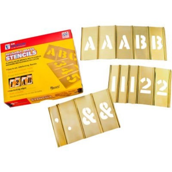 C.H. Hanson 1/2" Brass Interlocking Stencil Letters and Numbers, 92 Piece Set 10146